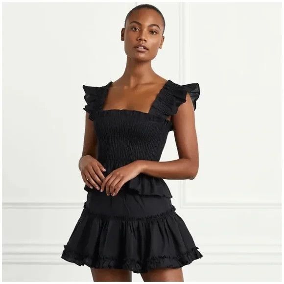 Hill House Dresses & Skirts - Hill House The Paz Skirt Black Linen Size MEDIUM Ruffle Womens